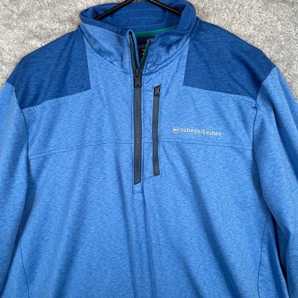 Vineyard Vines O-T-G Quarter Zip Pullover Shep Shirt Men's XL Blue Performance - Picture 3 of 9